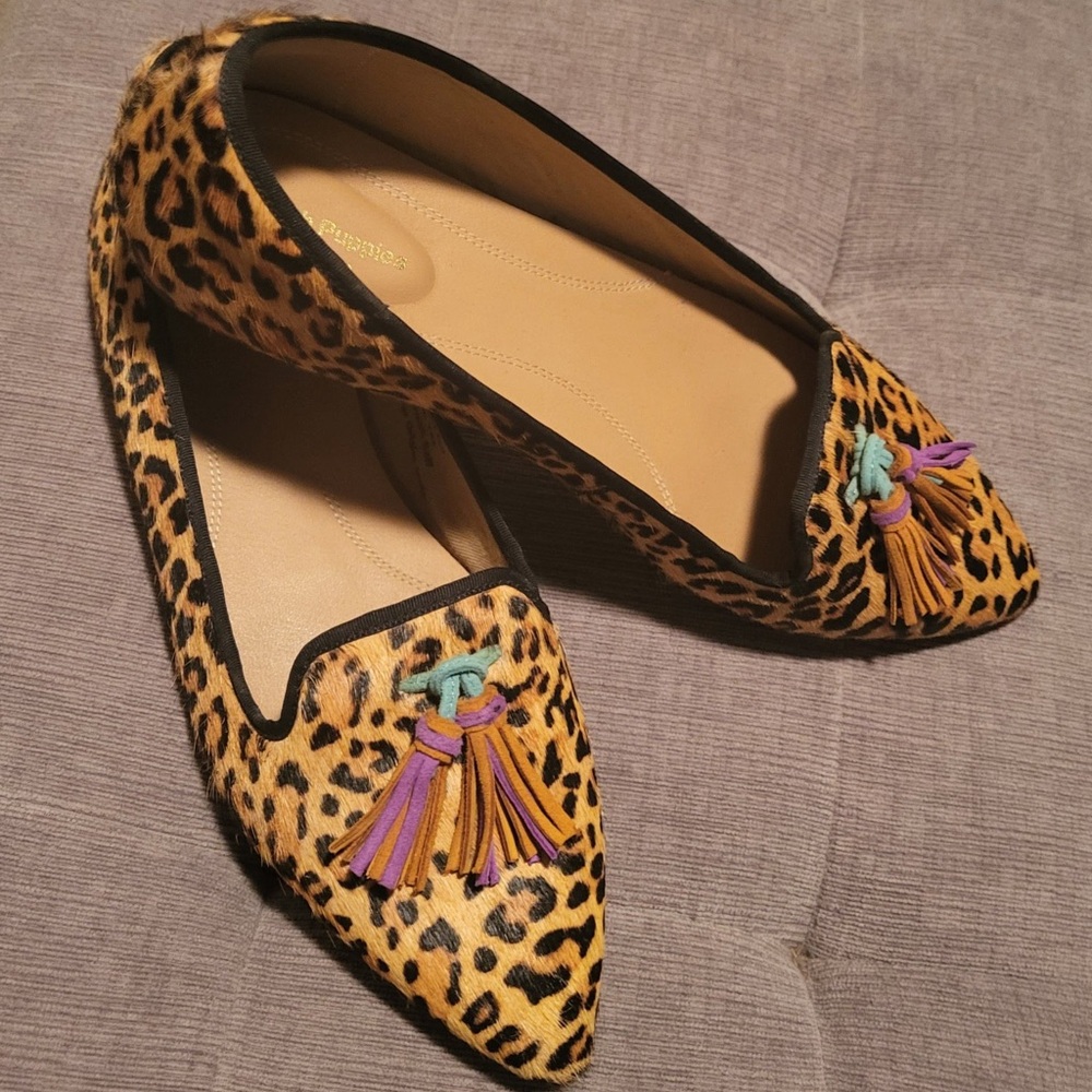 Hush Puppies Calf Hair Flats with Tassel Accent